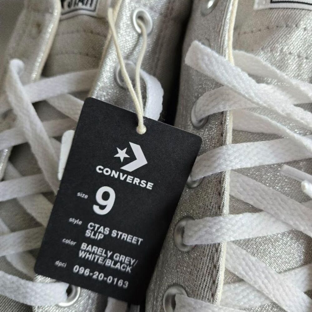 Converse Street Low Top Lurex Shine Sneakers -Silver Mens 9 / Womens 11 NEW - Picture 5 of 5